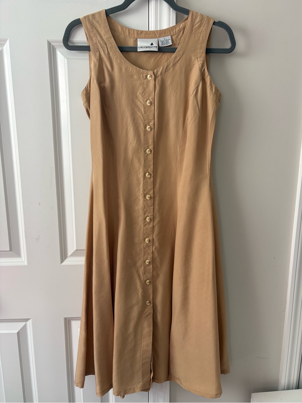 Vintage Liz Claiborne Tan Silk Dress 6